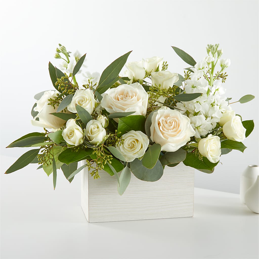Fresh Linen Box Bouquet – Evergreen Flowers, Tucson AZ
