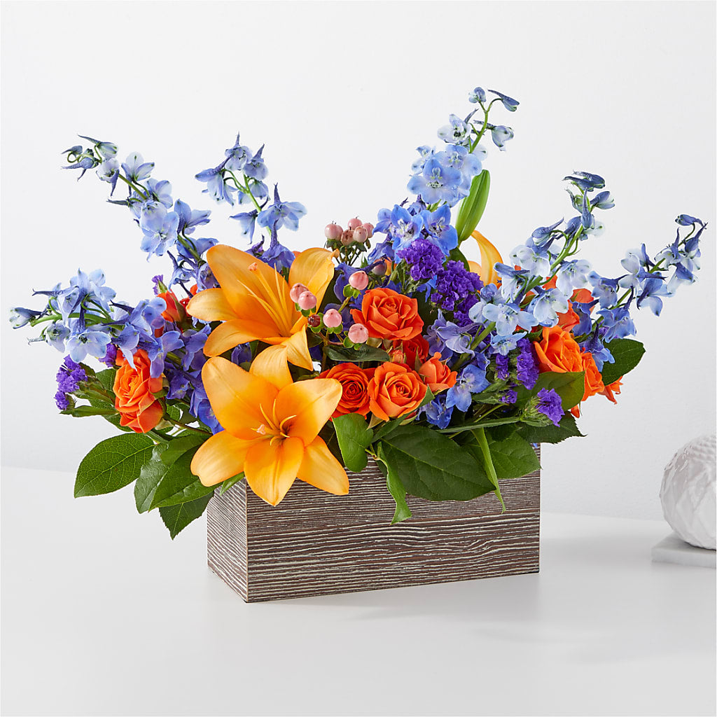 Radiant Citrus Box Bouquet – Evergreen Flowers, Tucson AZ