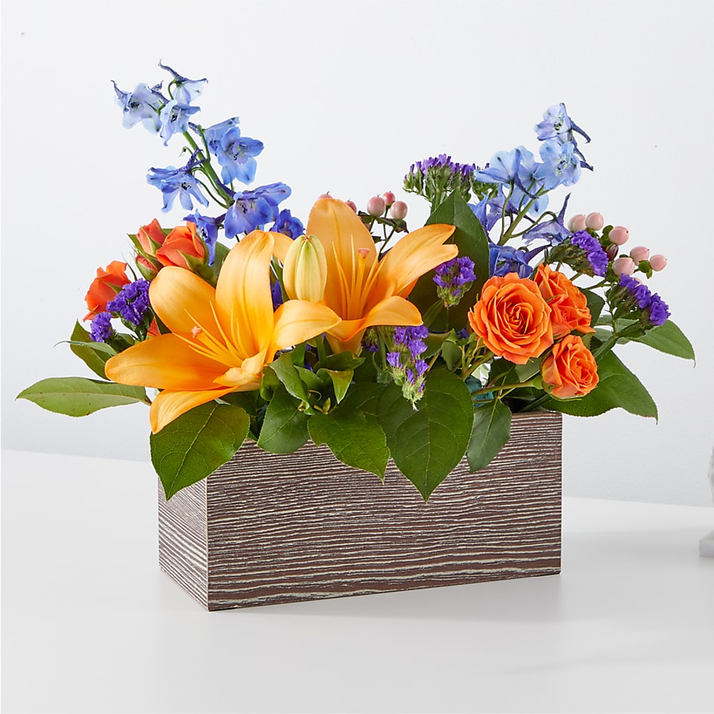 Radiant Citrus Box Bouquet – Evergreen Flowers, Tucson AZ