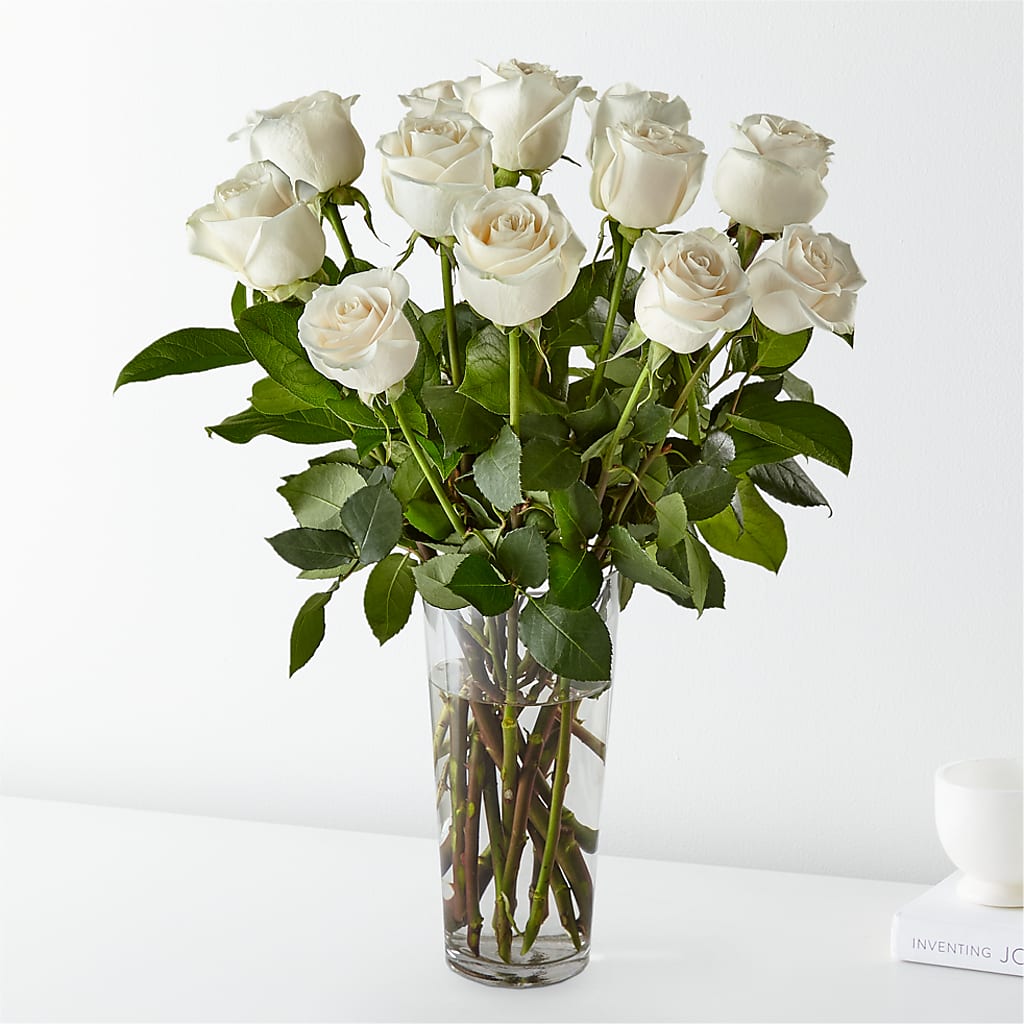 Long Stem White Rose Bouquet – Evergreen Flowers, Tucson AZ
