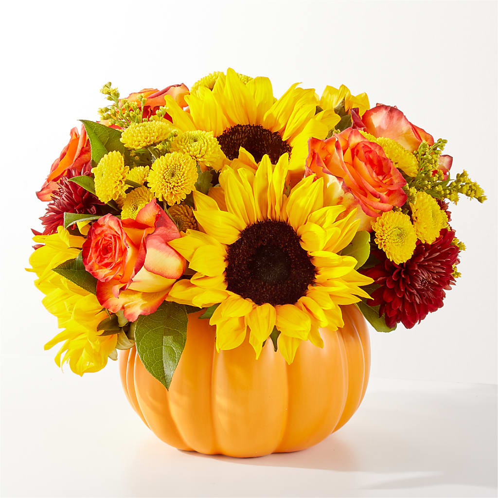 Golden Gourd Pumpkin Bouquet – Evergreen Flowers, Tucson AZ