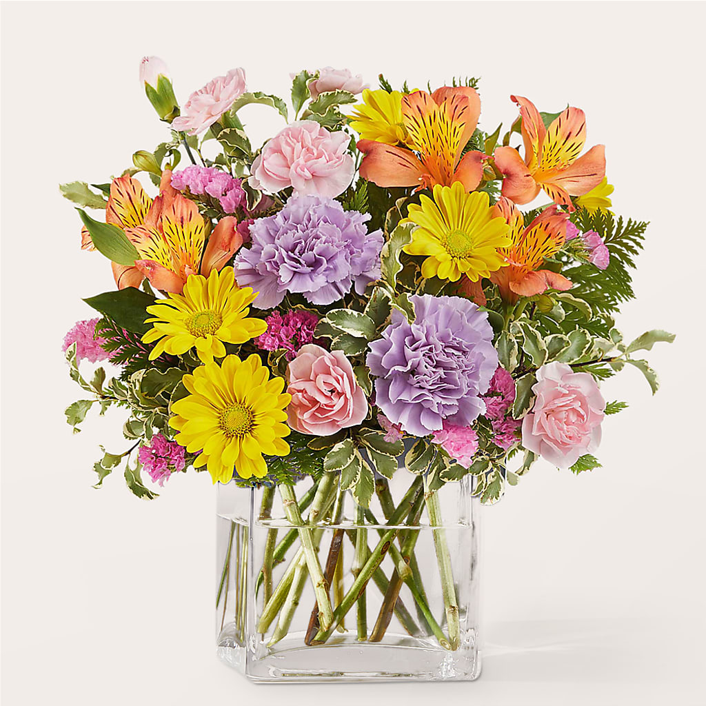 Shades of Happiness Bouquet – lavender, orange, pink, yellow