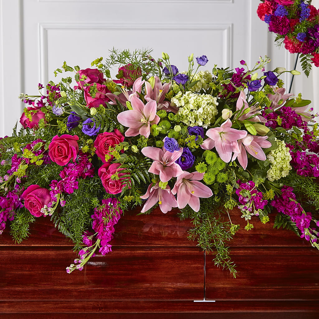 Radiant Tribute Casket Spray – Evergreen Flowers, Tucson AZ