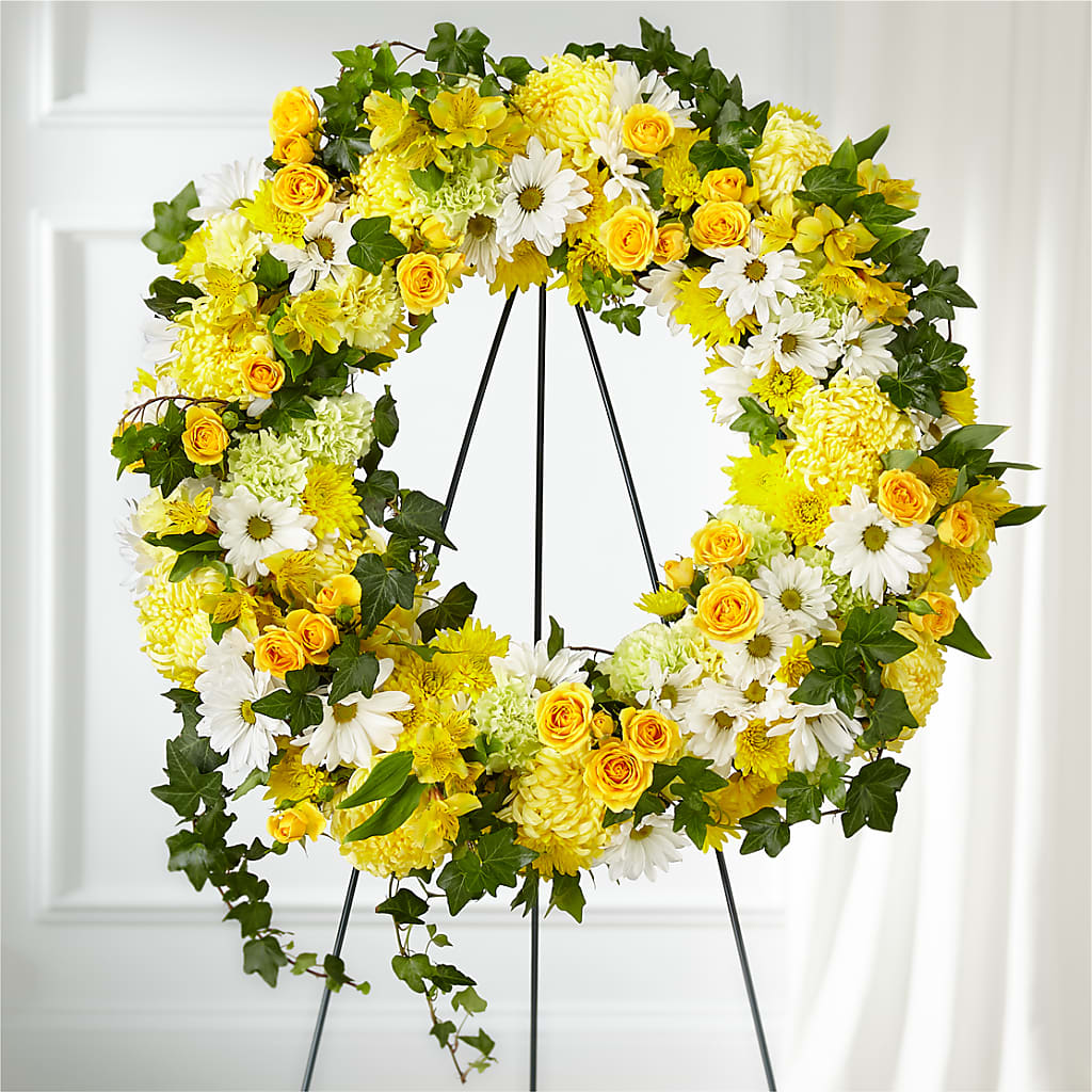 Golden Remembrance Wreath – Evergreen Flowers, Tucson AZ