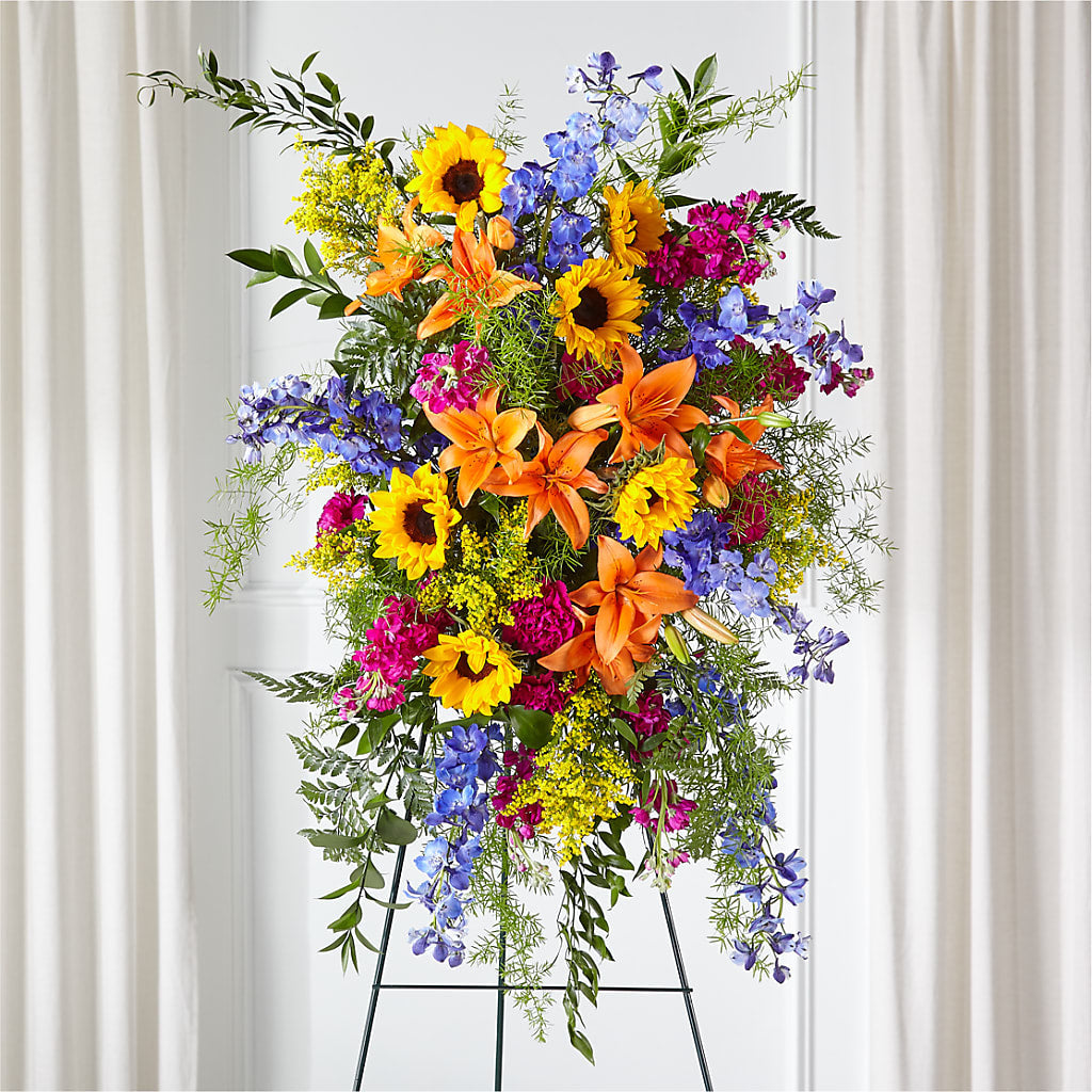 Sunlit Memories Standing Spray (Standard) – Evergreen Flowers, Tucson AZ