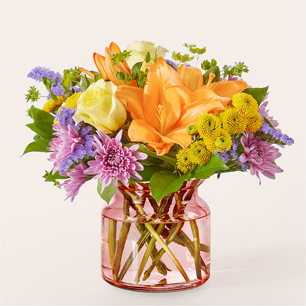 haluc❤ Lucky Charm Bouquet – lavender, peach, pink, yellow flower