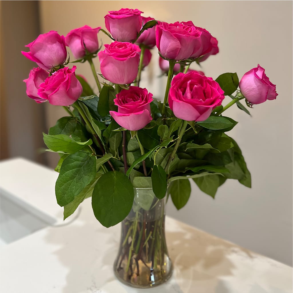 Long Stem Pink Rose Bouquet –  Evergreen Flowers, Tucson AZ