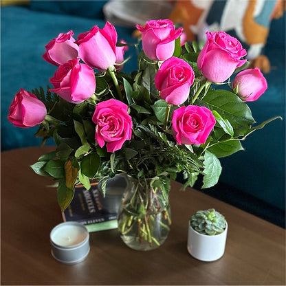 Long Stem Pink Rose Bouquet –  Evergreen Flowers, Tucson AZ