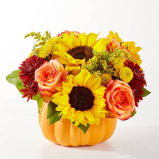 Golden Gourd Pumpkin Bouquet –  Evergreen Flowers, Tucson AZ