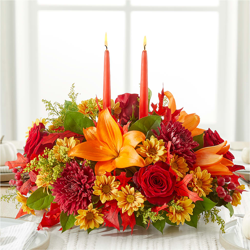 Autumn's Embrace Centerpiece –  Evergreen Flowers, Tucson AZ