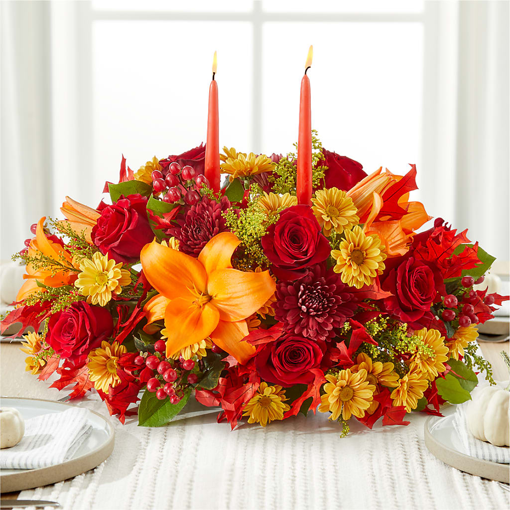 Autumn's Embrace Centerpiece –  Evergreen Flowers, Tucson AZ
