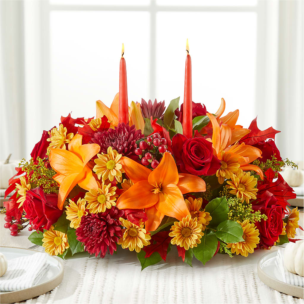 Autumn's Embrace Centerpiece –  Evergreen Flowers, Tucson AZ