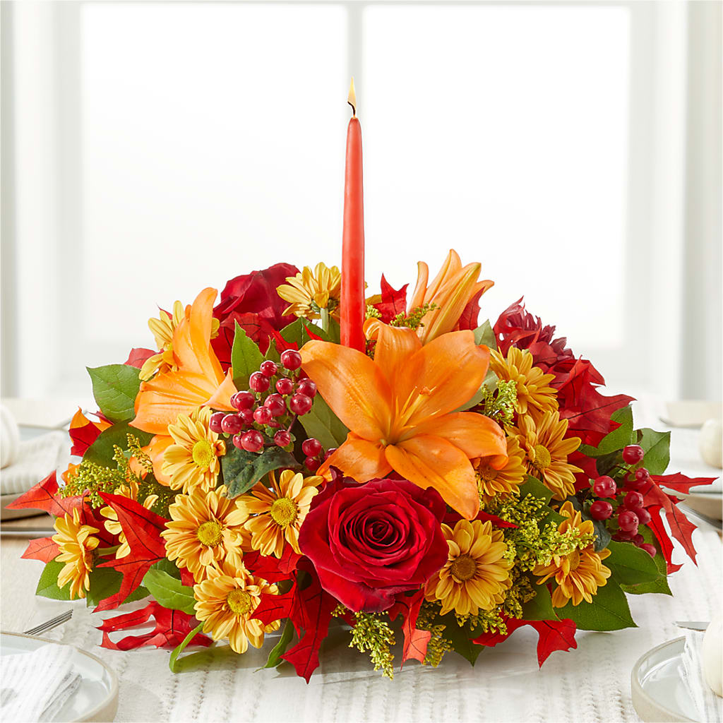 Autumn's Embrace Centerpiece –  Evergreen Flowers, Tucson AZ