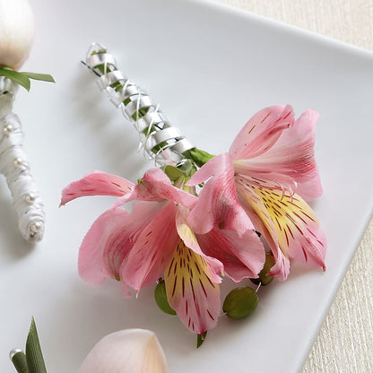 Pink Peruvian Lily Boutonniere –  Evergreen Flowers, Tucson AZ