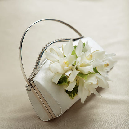 White Purse Decor –  Evergreen Flowers, Tucson AZ