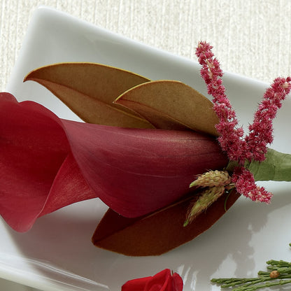 Red Calla Boutonniere –  Evergreen Flowers, Tucson AZ