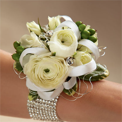 White Wedding Corsage –  Evergreen Flowers, Tucson AZ